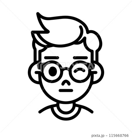 Cute Geek logo or modern line icon. Vector line art and icon design with bold outline. Black and white Pixel Perfect minimalistic symbol isolate white background. Creative logotype 115668766