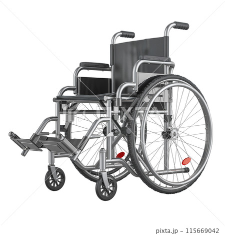 Manual Wheelchair, closeup. 3D rendering 115669042