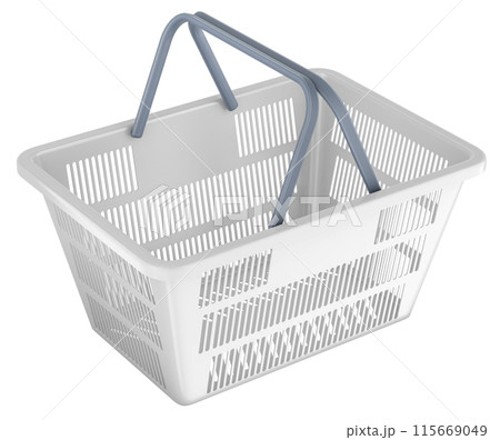 Shopping basket, white plastic. 3D rendering 115669049