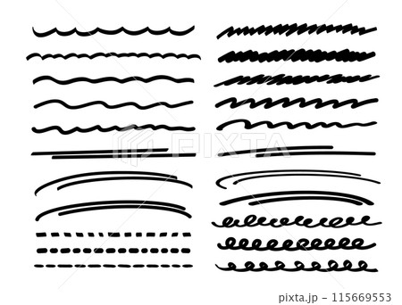 シンプルな手描きのライン素材(黒) シンプルな手描きのライン素材(黒) 115669553
