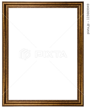 Antique Golden Brown Classic Old Vintage Wooden Rectangle ornate mockup canvas frame isolated on white Antique Golden Brown Classic Old Vintage Wooden Rectangle ornate mockup canvas frame isolated on white 115669949