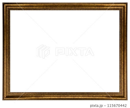 Antique Golden Brown Classic Old Vintage Wooden Rectangle ornate mockup canvas frame isolated on white Antique Golden Brown Classic Old Vintage Wooden Rectangle ornate mockup canvas frame isolated on white 115670442