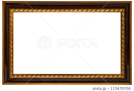 Antique Golden Brown Classic Old Vintage Wooden Rectangle ornate mockup canvas frame isolated on white Antique Golden Brown Classic Old Vintage Wooden Rectangle ornate mockup canvas frame isolated on white 115670700