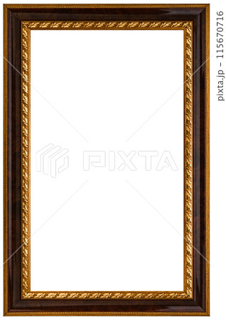Antique Golden Brown Classic Old Vintage Wooden Rectangle ornate mockup canvas frame isolated on white Antique Golden Brown Classic Old Vintage Wooden Rectangle ornate mockup canvas frame isolated on white 115670716