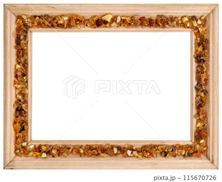 Antique Golden Brown Classic Old Vintage Wooden Rectangle ornate mockup canvas frame isolated on white 115670726