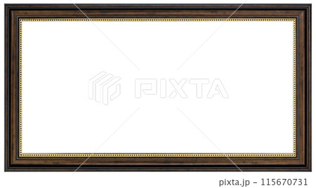 Antique Golden Brown Classic Old Vintage Wooden Rectangle ornate mockup canvas frame isolated on white Antique Golden Brown Classic Old Vintage Wooden Rectangle ornate mockup canvas frame isolated on white 115670731