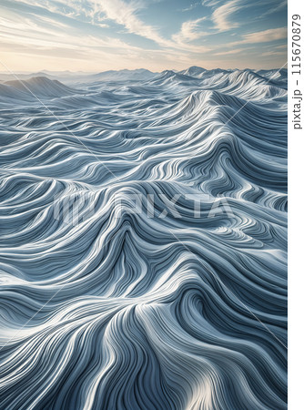 Wavy landscape with rolling hills and waves. 115670879