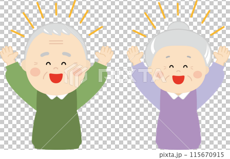 A cheerful senior couple cheering with joy 115670915