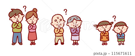 線画タッチのかわいい家族 115671611