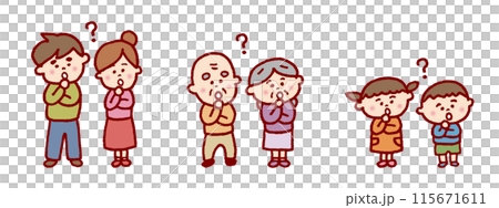 線画タッチのかわいい家族 115671611