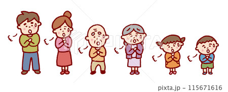 線画タッチのかわいい家族 115671616