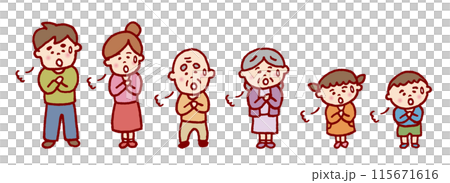 線画タッチのかわいい家族 115671616