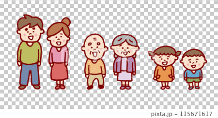 可愛的家庭與線條畫觸摸 115671617