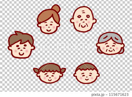 線画タッチのかわいい家族 115671623