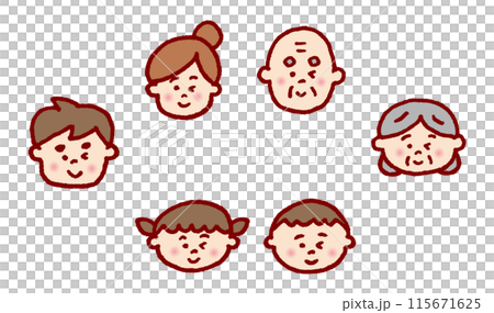 線画タッチのかわいい家族 115671625