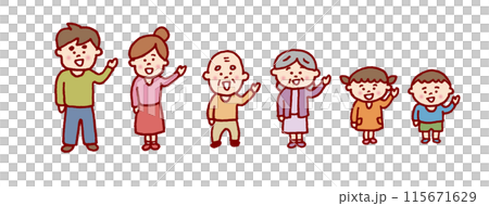 線画タッチのかわいい家族 115671629