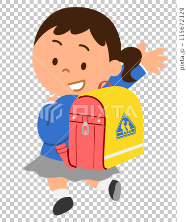 Girl carrying a school bag 2 115672129