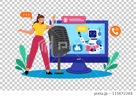 AI-driven speech recognition enables voice commands. AI-driven speech recognition enables voice commands. 115672268