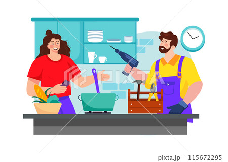 A homeowner hires a construction contractor to renovate their kitchen. 115672295