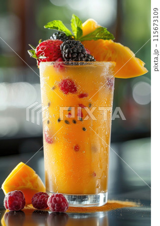 Refreshing Summer Fruit Cocktail. A vibrant summer fruit cocktail 115673109