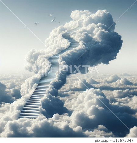 Stairway to heaven through magnificent clouds 115673347