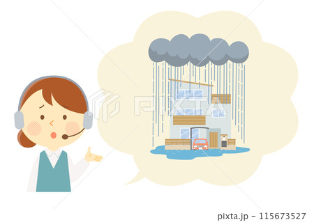 大雨の場合の対応を説明する女性オペレーター 115673527