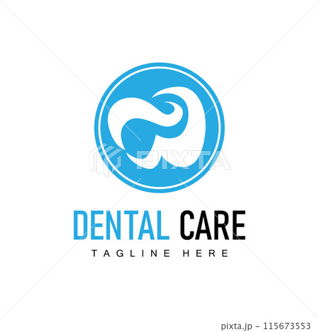 Dental health logo design caring for teeth illustrator template 115673553