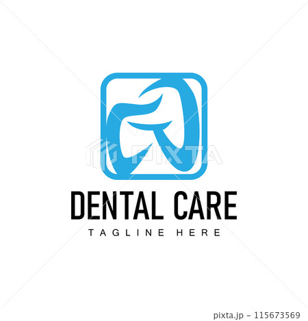 Dental health logo design caring for teeth illustrator template 115673569
