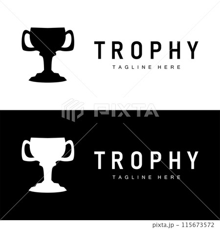 Championship Cup Trophy Logo Illustration Award Winner Template Design 115673572