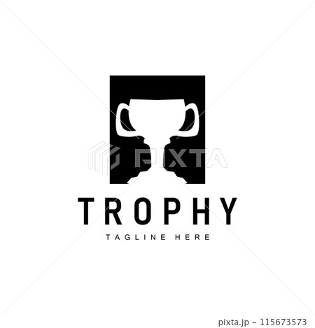 Championship Cup Trophy Logo Illustration Award Winner Template Design 115673573