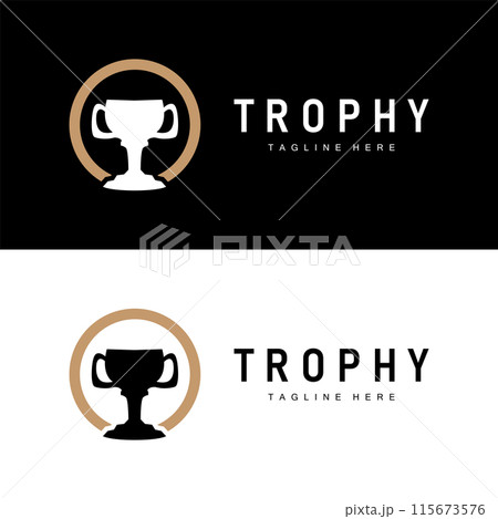 Championship Cup Trophy Logo Illustration Award Winner Template Design 115673576
