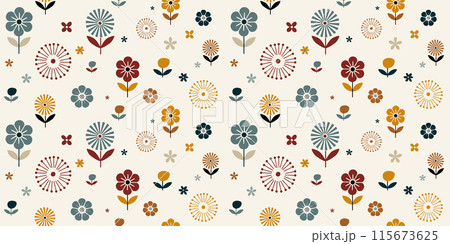 北欧テイスト　有機的なイラストパターン　背景素材 115673625