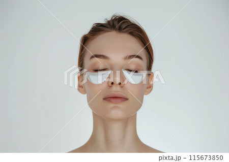 Young woman with beauty facial pads 115673850
