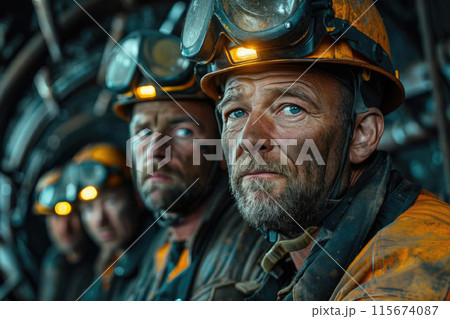 End of the Shift: Miners Portrait in the Depths 115674087