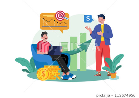 Financial advisor helping clients to manage their finances and investments Financial advisor helping clients to manage their finances and investments 115674956
