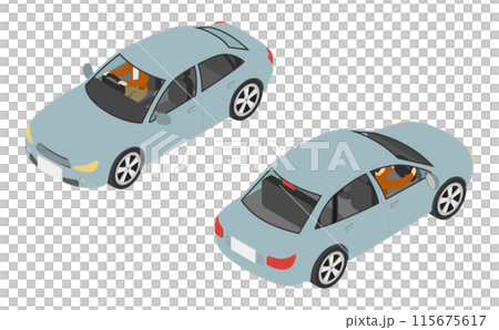 等軸圖:駕駛轎車的男子 等軸圖:駕駛轎車的男子 115675617