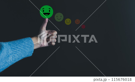 Satisfaction concept of customer, express their opinions, answers and satisfied scores, client is satisfied Satisfaction concept of customer, express their opinions, answers and satisfied scores, client is satisfied 115676018