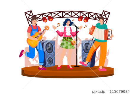 Music festival organizer planning entertainment and activities for festival-goers. 115676084