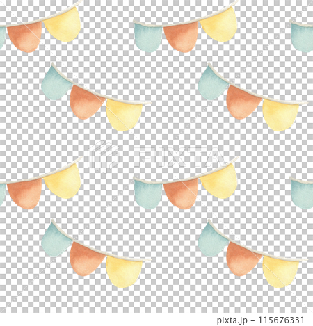 Birthday child colorful flag garland seamless pattern. Kids party celebration in boho style, baby room, wedding decor. Wrapping paper, gift box decoration Birthday child colorful flag garland seamless pattern. Kids party celebration in boho style, baby room, wedding decor. Wrapping paper, gift box decoration 115676331