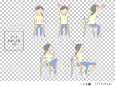 坐著的簡單伸展插畫集002 115676531