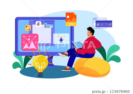 Graphic designers create visual content for advertising campaigns. 115676900
