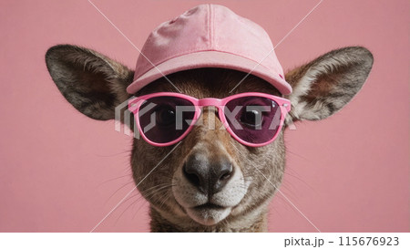 Undisclosed Animal with Pink Baseball Cap 115676923