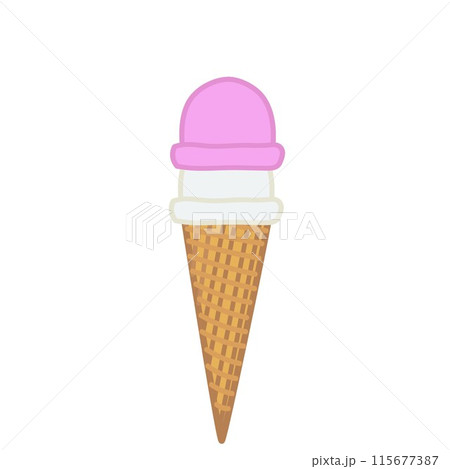 ダブルのアイスクリームコーンのイラスト 115677387