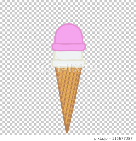 ダブルのアイスクリームコーンのイラスト 115677387