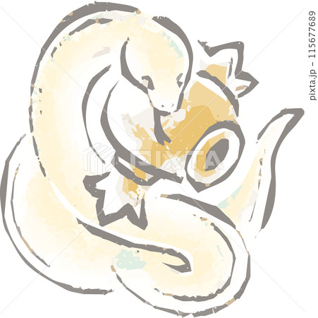 2588 【原画】手描き絵 白蛇 2588 【原画】手描き絵 白蛇