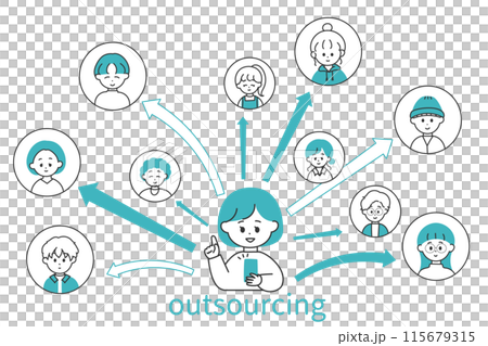 外包女性的插圖 115679315