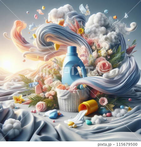 Vibrant Clean: Artistic Laundry Detergent Presentation 115679500