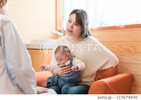 産後ケア・腰痛・産後の体調不良で病院を受診する主婦・ママ 産後ケア・腰痛・産後の体調不良で病院を受診する主婦・ママ 115679846