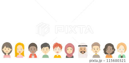 世界の人々の顔のイラスト　フレーム 115680321