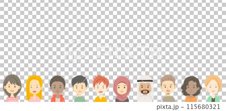 世界の人々の顔のイラスト　フレーム 115680321